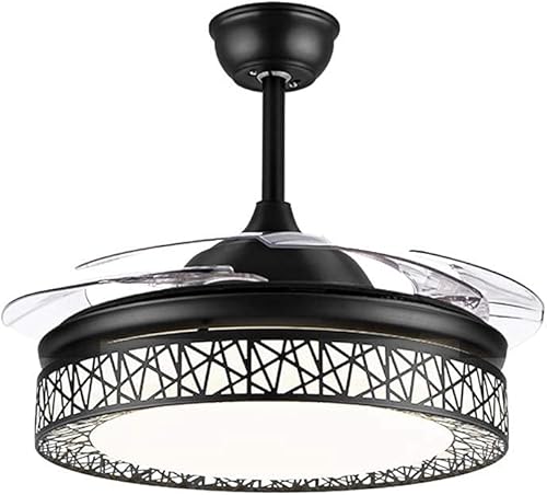 Miniatura 10 de Moderno ventilador de techo de 42 pulgadas con luz y control remoto, lámpara inteligente Bluetooth con altavoz, luces RGB de 7 colores, lámpara