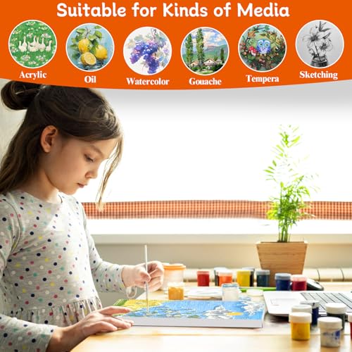 Koncci Leinwand zum Bemalen, 10 Stück 5 Größe Keilrahmen,10x15, 15x20, 20x25, 25x30, 30x40cm(je 2 Stück), 280g/m² Dreifach Grundiert Baumwolle Leinwand, Leinwände für Acrylfarbe, Aquarell, Öl, Gouache