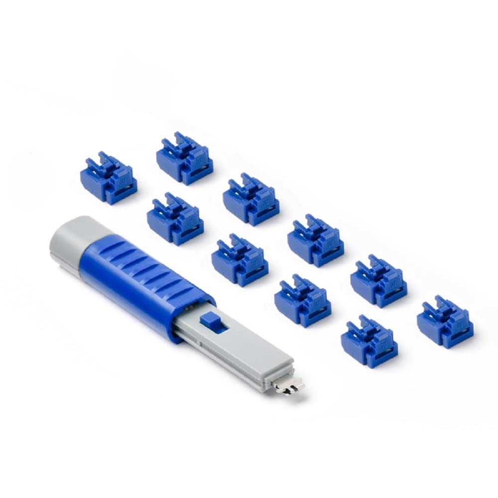 RJ45 Port Lock with Key - 10 Locks 1 Key (Dark Blue)