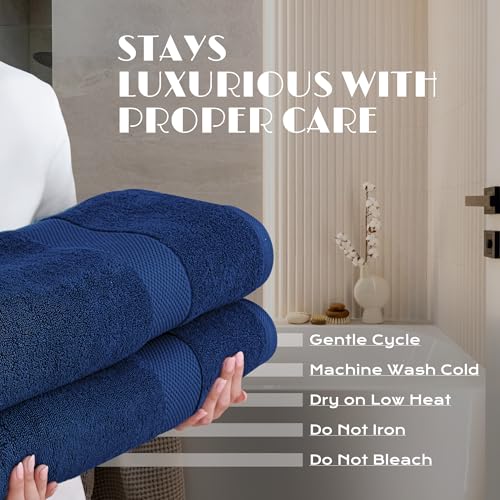 Image of Luxury Soft Bath Sheet Towels Set - 650 GSM Cotton Luxury Bath Towels Extra Large 35x70 | Highly Absorbent and Quick Dry | Hotel Quality Extra Large Bath Towels Oversized, Navy Blue, 2 Pack