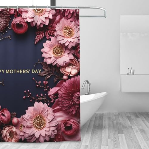 Rideaux de douche en polyester lavable BONDIJ 183x183cm floral