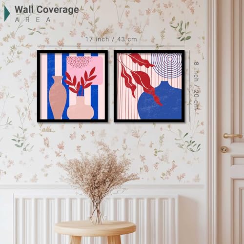 Image of HOTHOUSE Boho wall frames posters for room office | Poster with frame wall decoration items Wall Decor Digital Reprint engineered wood Set of 2 (8X8 inch)
