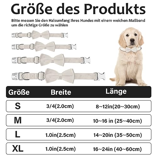 KTWSUEF Hundehalsband Samtiges, mit Abnehmbarer Hunde Fliege, Komfortable Verstellbares Samtige Halsband Hund, Geeignet für Hunde Kleine Mittel große Hunde, Für Hochzeiten, Geburtstage, Partys usw