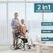 ELENKER 2 in 1 Rollator Walker & Transport Chair, Folding Wheelchair with 10” Non-Slip Wheels for Seniors, Reversible Backrest & Detachable Footrests, Champagne