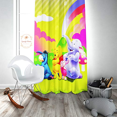 Image of Polyester 3D Digital Printed Beautiful Kids Cartoon Room Curtains (Design- Rainbow Kids, 4x7 Ft-Door-1 Piece)