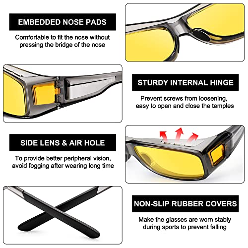 Image of URUMQI Night Vision Driving Glasses Fit Over Eyeglasses for Men Women
