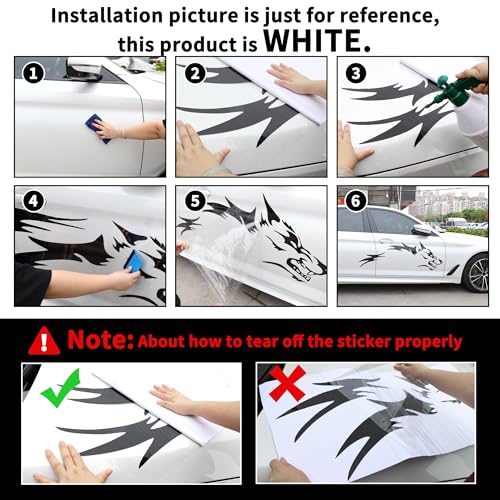 Image of TOMALL 50'' 2Pcs Wolf Car Sticker Decal for Car Body Side Stickers Auto Wolf Graphics Racing Sports Stripes Stickers for SUV Off-Road Vehicles Car Hood Trunk Universal Waterproof Vinyl Sticker (White)
