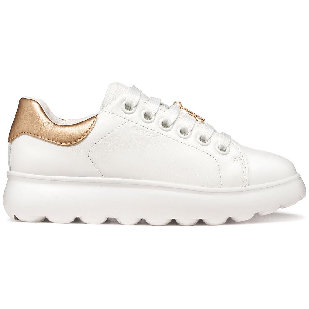 Geox J PUFFYPOP Girl A Trainers, White/LT Rose, 34 EU