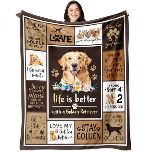 Guqklout Golden Retriever Gifts for Women, Golden Retriever Blanket, Gifts