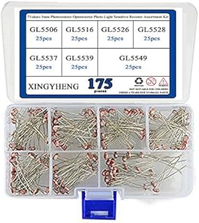 BGTXINGI 175pcs 7Values 5mm Photoresistor Optoresistor Photo Light Sensitive Resistor Assortment Kit (GL5506 /GL5516 /GL5526 /GL5528 /GL5537 /GM5539 /GL5549) (LDR Photo Resistors Light-dependen)