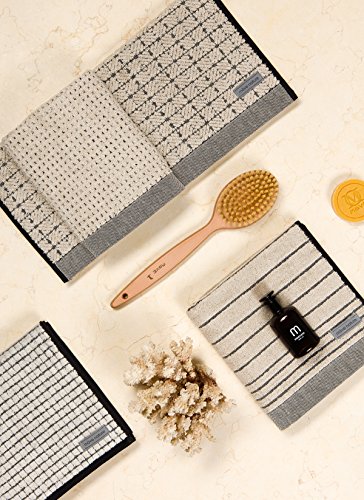 möve Eden bath mat with check structure 60 x 60 cm made of 100% cotton, nature / black