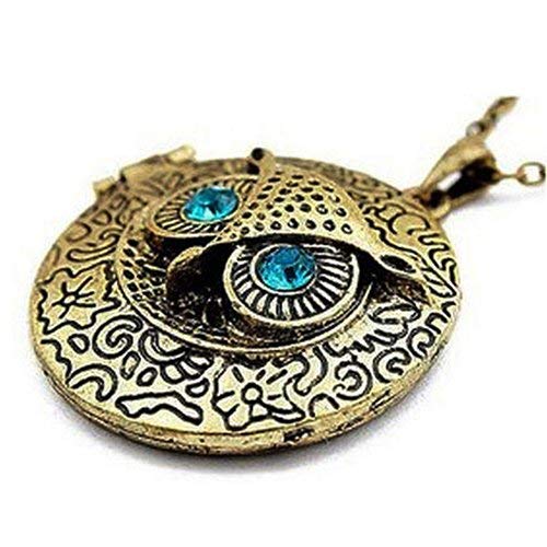 Fashion Wedding Jewelry Vintage Blue Rhinestone Eye Owl Locket Pendant
