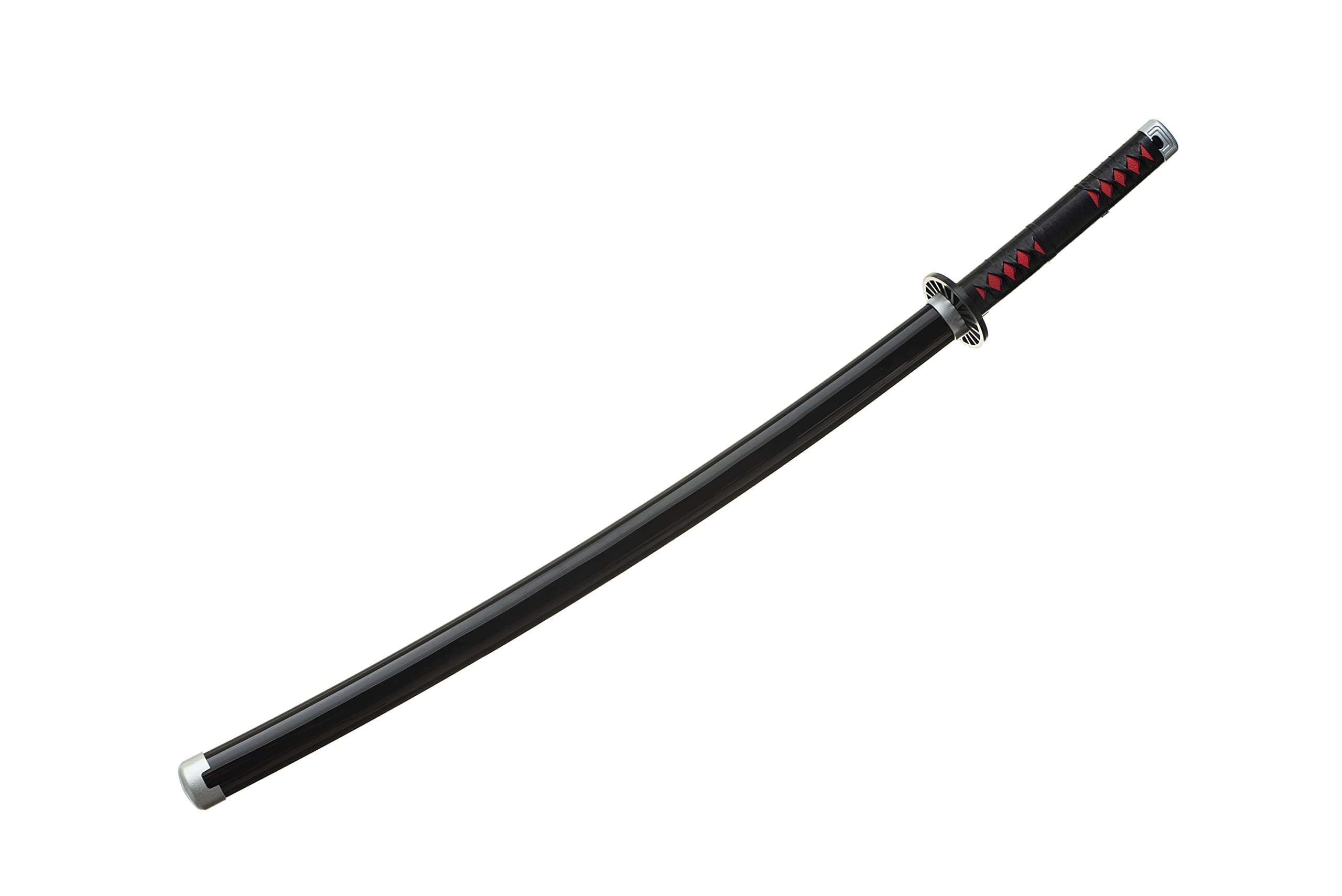 Épée de démon Katana Wood (Kamado Tanjirou) avec Ceinture et Support 102cm Épée de samouraï en Bambou Noir (émoussée) – Arme de Costume de Cosplay Anime