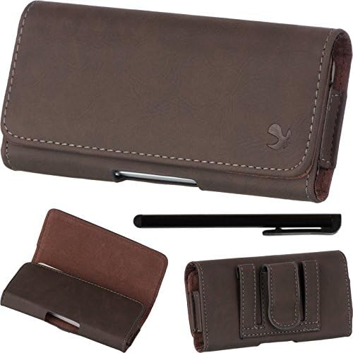 iPhone SE Case + Stylus Pen Bundle, Brown Horizontal Pouch Holster Belt Clip and Loops Carrying Case Fits For Apple iPhone SE 5S 5 5C All Versions and TopQualityThings Black Stylus Pen for Phones