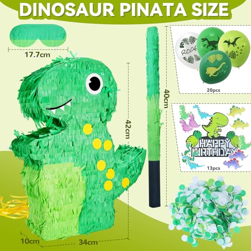 Vbacala VB-PND-DINOS-US Dinosaur Pinata For Birthday Party, 52Pcs Dinosaur Birthday Decorations Supplies Include Dino Piñata, Cupcake Toppers thumb #1