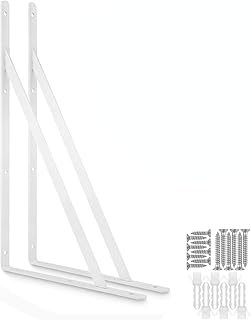 Acrux7 16 Inch Shelf Brackets White, 2 Pack Heavy Duty Shelf Brackets for Wall, Tripod Triangle Shelf Brackets, 90 Degree Angle Wall Mounted Shelf Supporter Bracket Frame