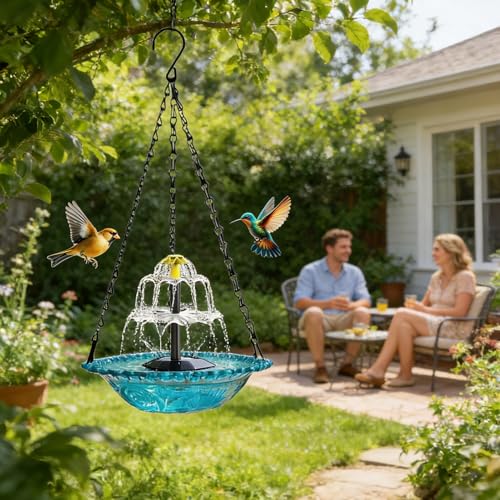 Cascada solar para jardín que atrae pájaros sin usar cables 3