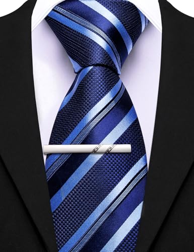 Image of Barry.Wang Mens 6 PCS Ties Silk Striped Paisley Check Floral Necktie Silky Woven Wedding Business Party Ties 3.34 inch