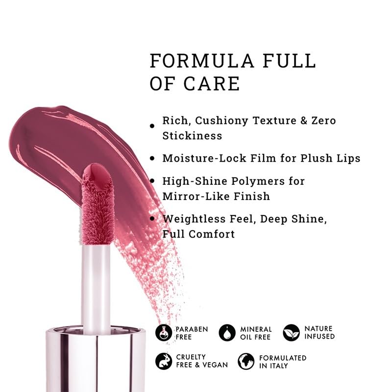 Image of High Glaze Lip Gloss - Barely Blushing | Non‑Sticky Lipgloss for Women |Hydrating Gloss with Marula Oil & Hyaluronic Acid|Tinted Lip Gloss for Plump, Glossy, Long‑Lasting Shine | Mauve Miracles