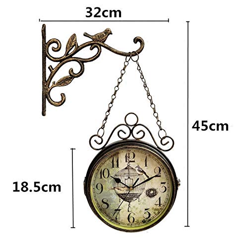 Horloge de jardin extérieure étanche 12 pouces rétro double face