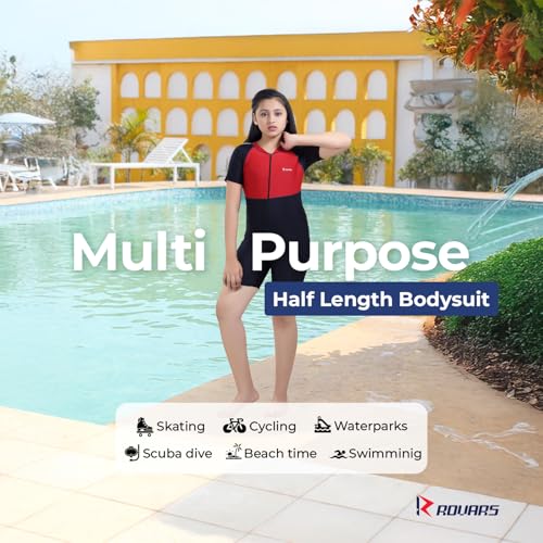 Image of ROVARS Unisex Swim & Skating Wear (Navy Blue Red - 8-9Yrs)