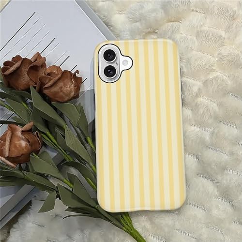 Wqwaxxc Compatible with iPhone 16 Case,Glossy 2-in-1 Sleek All-Inclusive Dual-Layer Material Soft TPU + PC Back for Yellow Stripes Vertical Lines - image 7