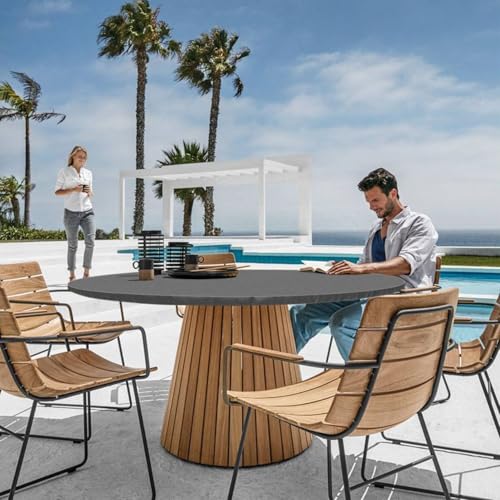 Fitted Dark Grey Black Round Tablecloth for 45-52" Tables Modern Large Non Slip Water Resistant Table Covers Spring Autumn Outdoor Garden Essential College Dorm Things Apartment Kit