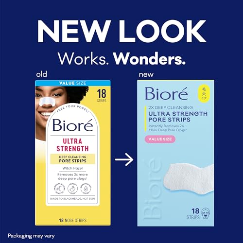 Bioré Witch Hazel Ultra Strength Blackhead Remover Pore Strips, Clears Pores up to 2x More than Original Pore Strips, features C-Bond Technology, Oil-Free, Non-Comedogenic Use, 18 Count - Image 3