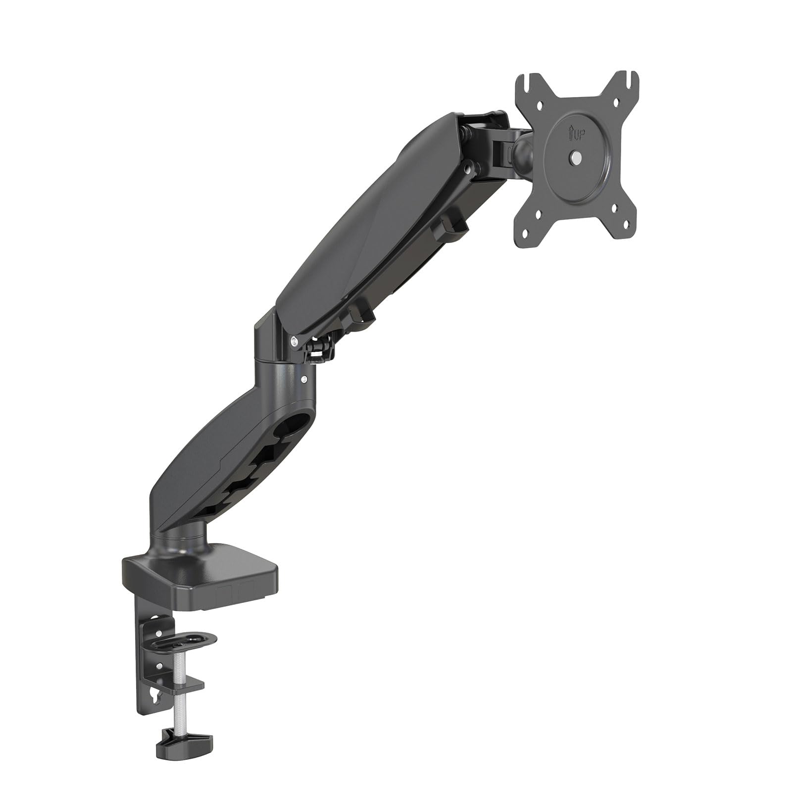 INOVU SBA1 Noir - Support Bureau pour 1 écran - Support écran PC 15 à 27 Pouces / 7 kg - Bras pour 1 écran - Compatible écran incurvé - VESA 75x75 ou 100x100 mm - Espace Gestion de câbles - Noir