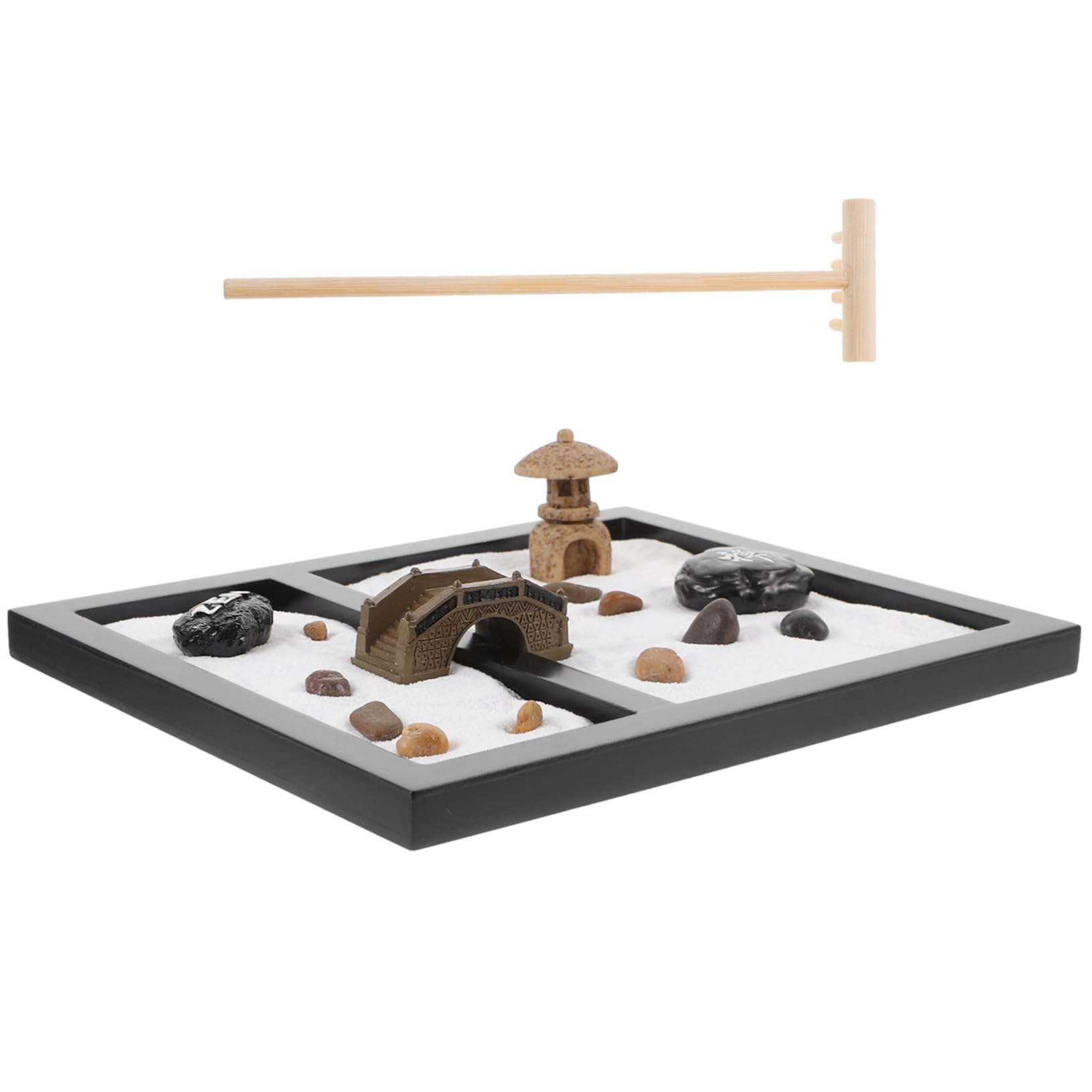 FOYTOKI Zen Garden Miniature Landscape Decoration Creative Sand Table with Simulation Moss and Stones for Office Home and Shop Present for Friends and Meditation Enthusiasts