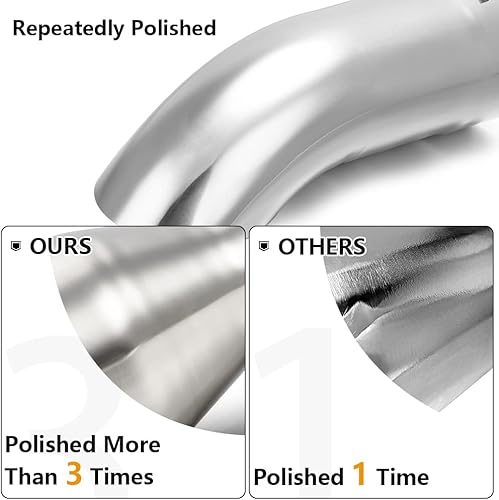 Miniatura 10 de A-KARCK Punta de escape de giro de entrada de 2.5 pulgadas, color negro, entrada de 2.5 pulgadas, salida de 2.5 pulgadas, punta de tubo de escape de