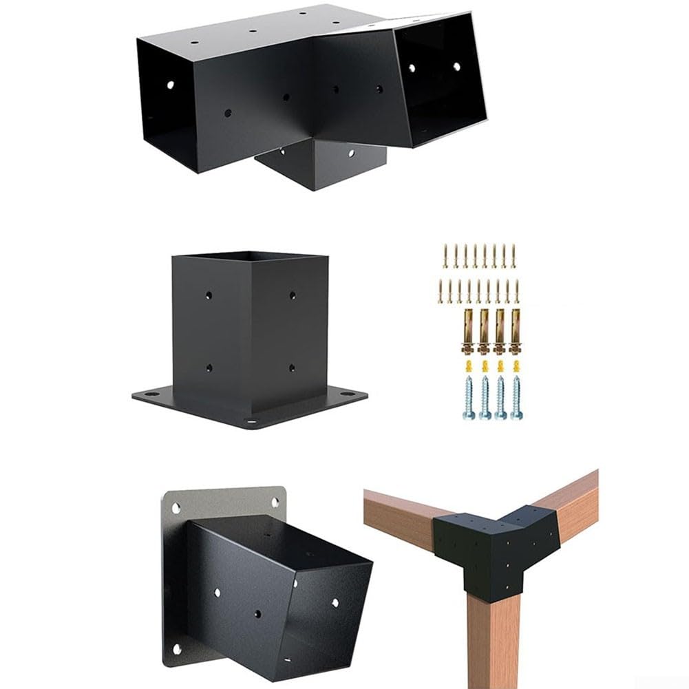 Kit per pergola con staffe inclinate per tetto pergolato, staffe di montaggio a parete, kit di staffe di estensione per gazebo portico da 10 x 10 cm, nero (C)