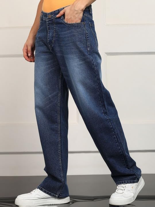 Image of JAAR Loose Fit Jeans for Men - Oversized Baggy Denim Pants | Mid Rise Streetwear Style |