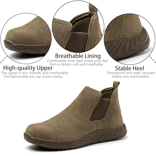 Image of Men's Suede Platform Chukka Boots Casual Comfortable Round Toe Anti-slip Soft Bottom Ankle Booties Lightweight Industrial Walking Working Boots