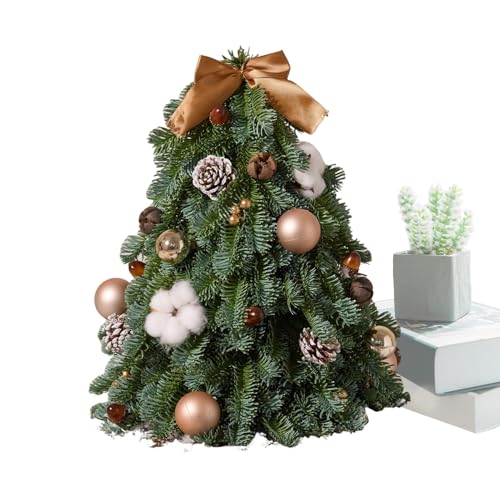 Tiny Christmas Tree,Holiday Greenery with Bow,Table Top Christmas Tree Holiday
