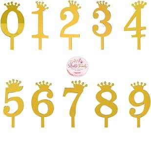Rinkle Trendz Acrylic Cake Topper Numbers for Birthday | Anniversary | Celebrations - Golden Color