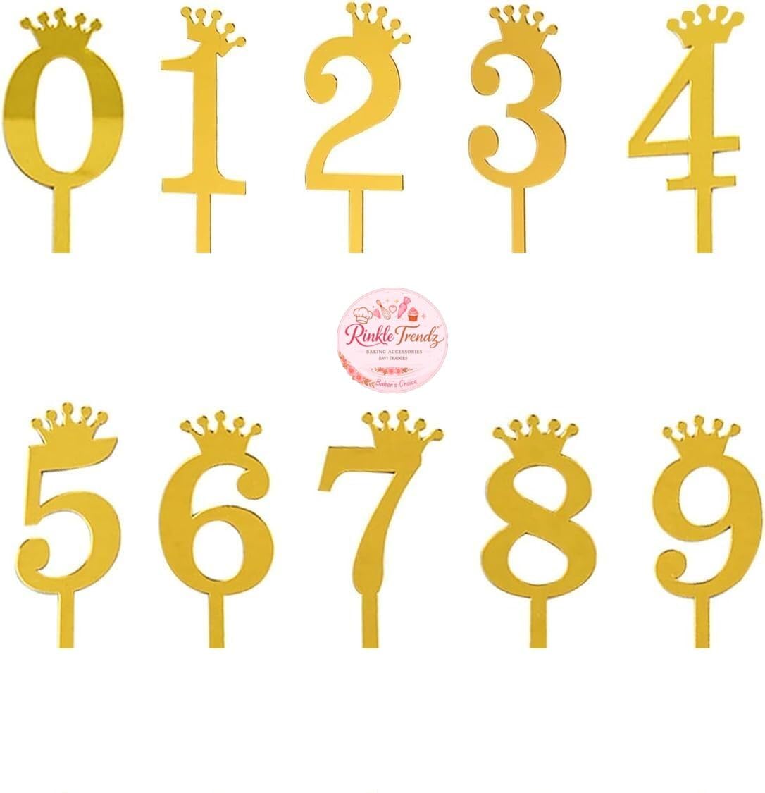 Rinkle Trendz Acrylic Cake Topper Numbers for Birthday | Anniversary | Celebrations 1 set - Golden Color-image-43
