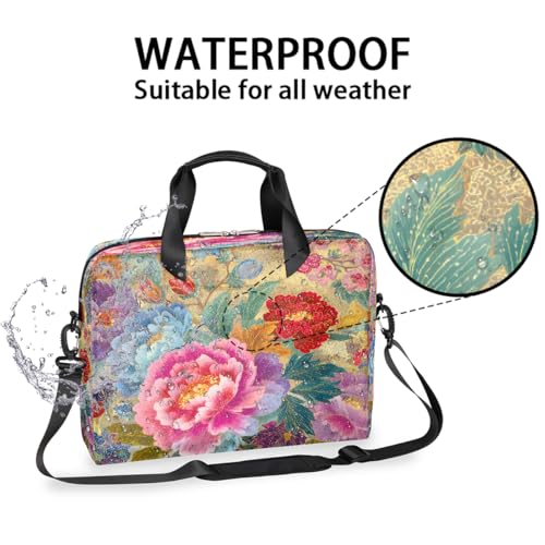 Bolso para laptop con bordado floral 16in miniatura 3