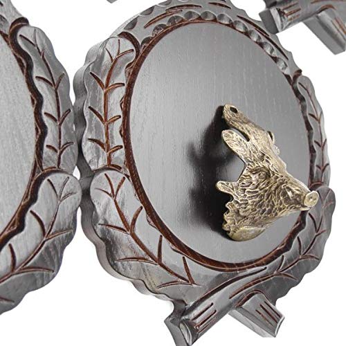 GTK - Juego de 5 placas de cuña talladas oscuras AF 17,5 cm con 5 piezas de cabeza de cuña grande, tabla de cuñas, tabla de especias, cartel para trofeos