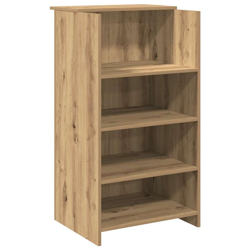 Banco Reception Rovere Artigianale 135x50x103,5cm Set da 3 Pezzi | Bancone per reception e cassa ideale per ufficio e salone di bellezza, con ampi vani e armadietti per documenti.