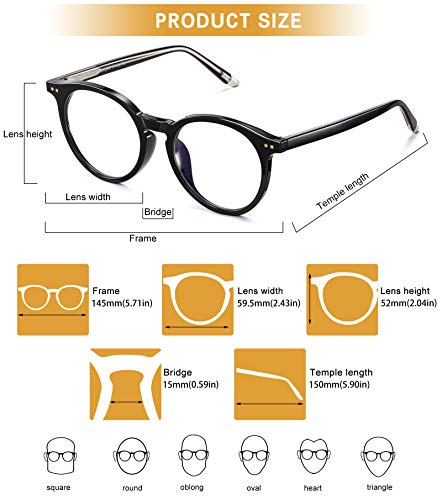Image of DUCO Blue Light Glasses for Men Women Blue Ray Blocking Glasses Computer Gaming Glasses Retro Round Eyeglasses Frame 5217