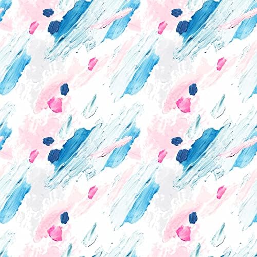 ReWallpaper Abstract Wallpaper Stick and Peel Art Painting Blue Pink Peel and Stick Wallpaper Floral Colorful Contact Paper 17.5in x 10ft Boho Flower Wallpaper for Kids Room Girls Bedroom Bathroom