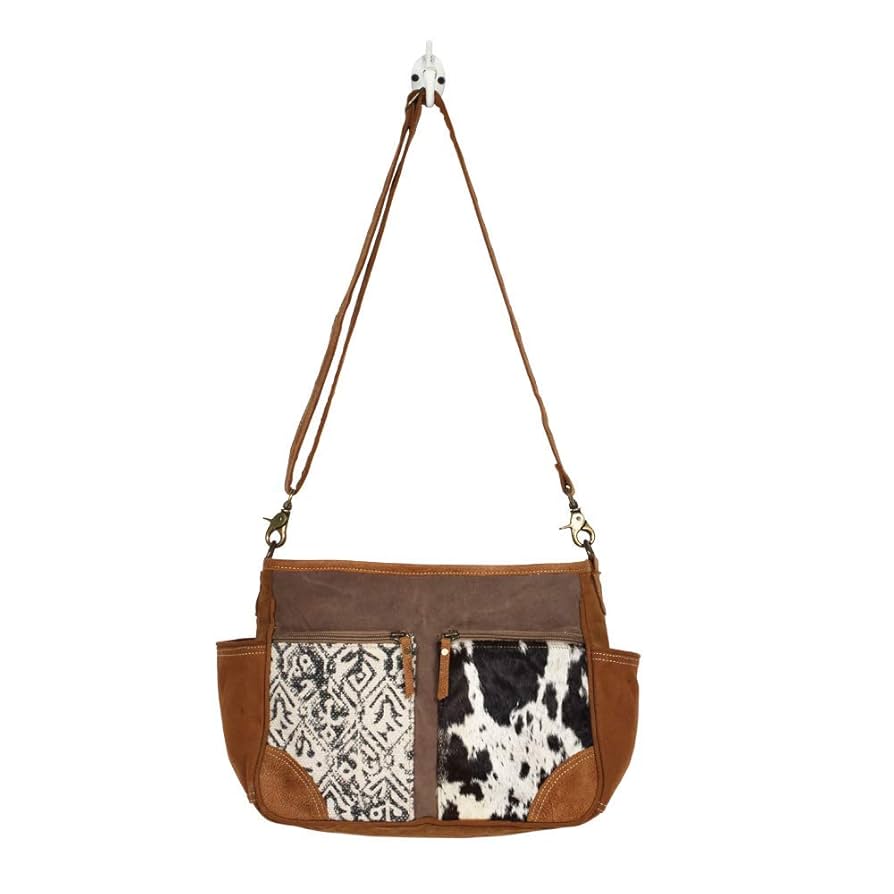 Amazon.com: Myra Bag Two-Tone Upcycled Canvas & Cowhide