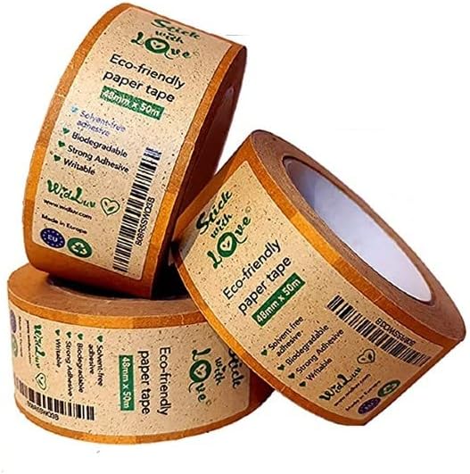 1xPro184HD High Tensile Natural Rubber Kraft Tape, Paper Packaging Tape, Brown Paper Tape, Paper Packing Tape for Parcel packing, wrapping paper, Cardboard Boxes & Moving House, Eco Friendly Packaging