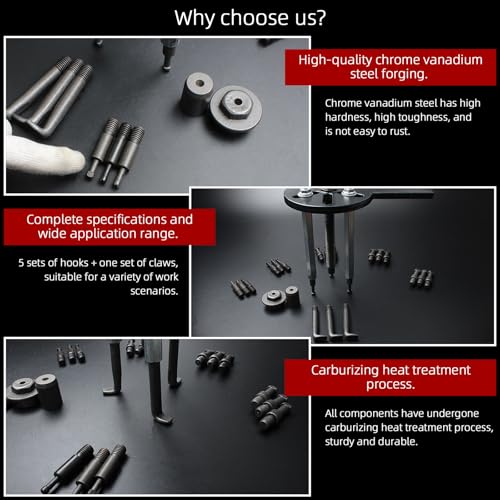 21 in 1 Lagerabzieher Set, Universal Innenlager Abzieher, Radlager Werkzeug, Abzieher Werkzeug, Kugellager Abzieher mit Spannzangen in 6 Größen, Lager Abzieher Set mit 3 Gebogenen Haken, Tragetasche