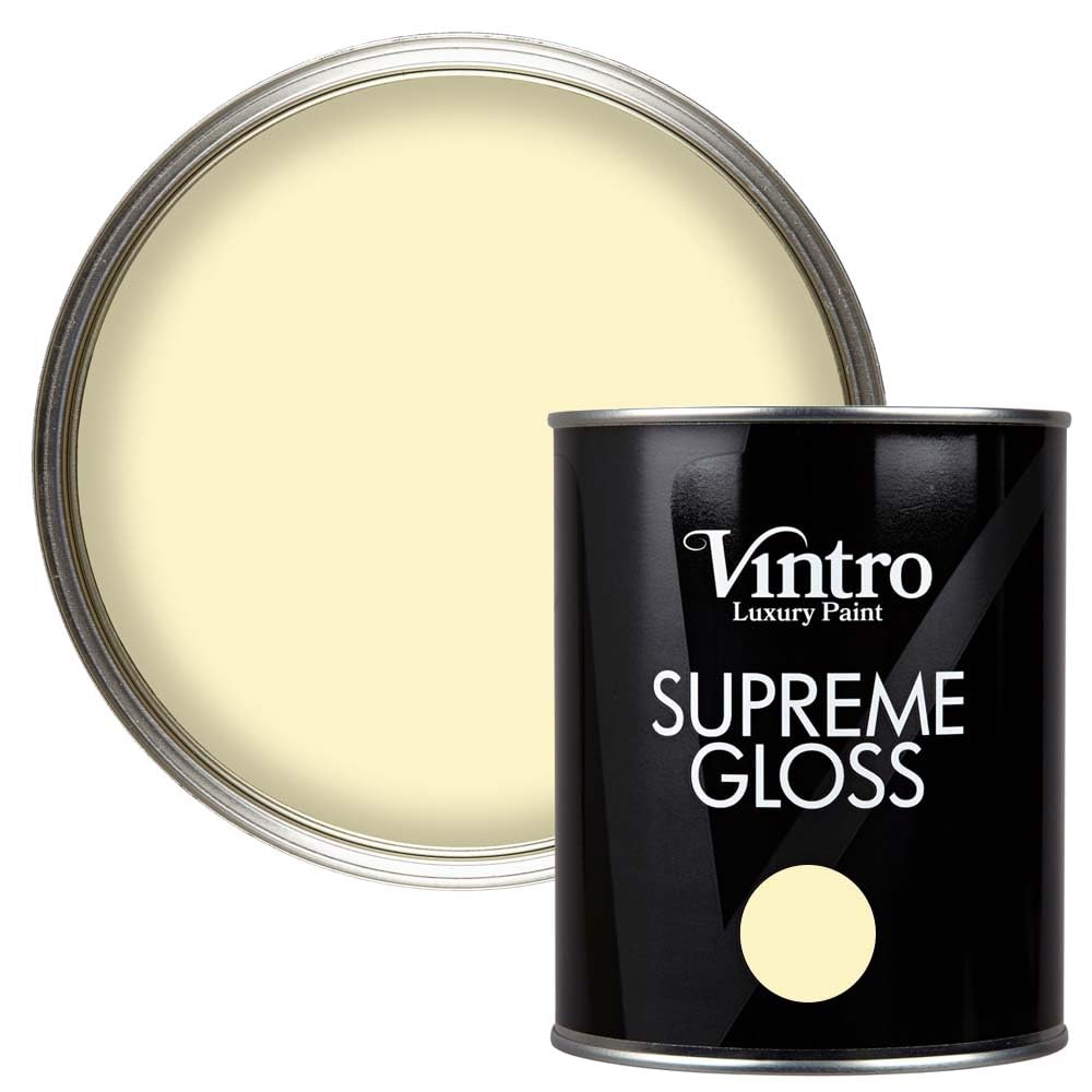 Vintro Paint | Gloss Paint | for Walls | Wood | Trim | Gloss Furniture Paint | Interior & Exterior Use. 1 Litre (Pale Yellow - Isabella)