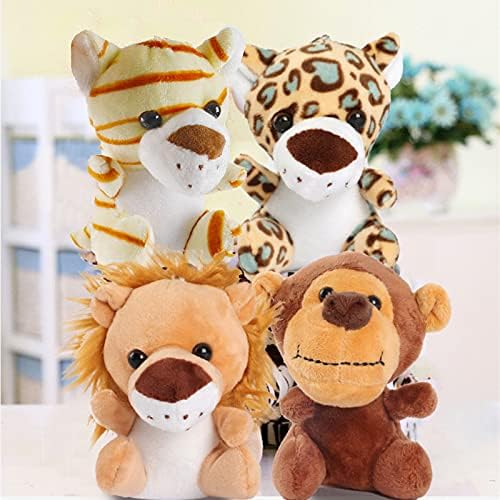 Safari Plush Toy Keychains (6 PCS) - Jungle Stuffed Animals for Themed Party & Kindergarten Awards