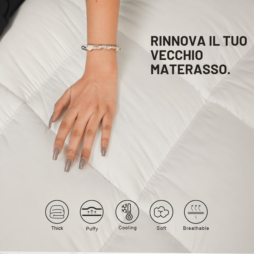 Coprimaterasso in microfibra di alta qualità da 10 cm, per letto super king size, morbido e soffice con cuciture quadrate per un maggiore comfort (super king size 182 x 200 cm)