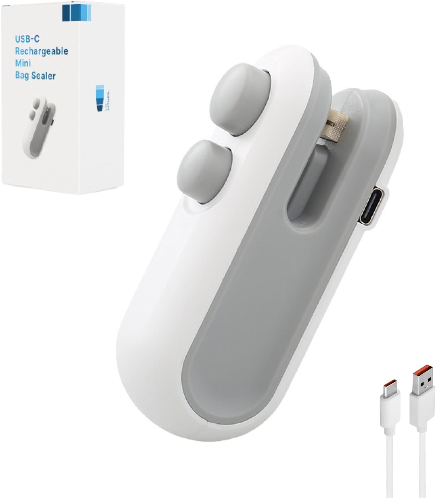 LX IntMfr. Mini Bag Sealer, USB-C rechargeable, 2 in 1 Heat Sealer with Cutter and Magnet, Mini Resealer Machine for Plastic Bags Snack Bags. Authorized Seller: Luke X