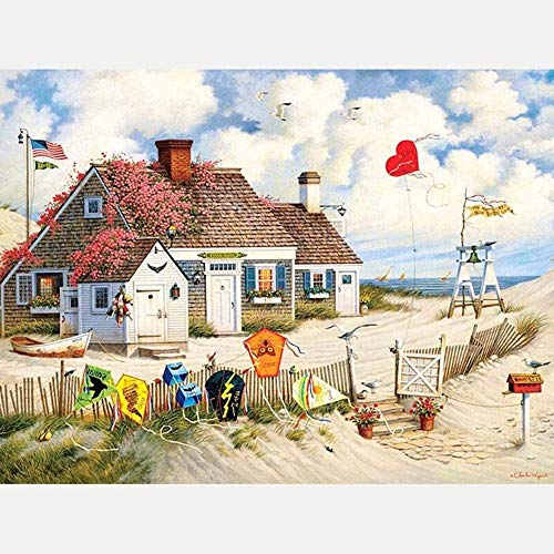 Preisvergleich Produktbild QULIN Puzzle 1000 Stück Holzpuzzlespiel Puzzle Beach Hut